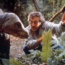 Steven Spielberg directing on a film set.