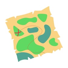An aged treasure map marked with an X.