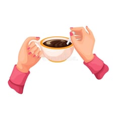 A spoon mixing sugar into a cup of coffee