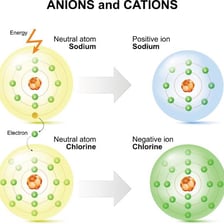 An educational illustration of positively and negatively charged ions
