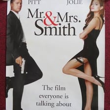 A poster for the 2005 film Mr. & Mrs. Smith featuring Angelina Jolie.