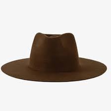 A classic brown fedora viewed from the front