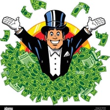 An illustration representing a millionaire and a billionaire