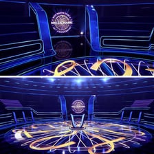 A television game-show set associated with Who Wants to Be a Millionaire?