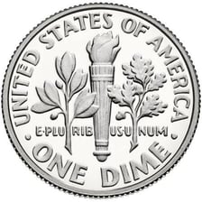 Reverse of a United States dime showing the words One Dime