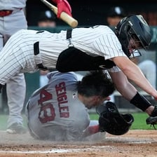 A professional baseball game featuring Major League Baseball teams