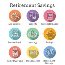 A retirement savings illustration featuring a nest egg and investment account.