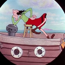 Cartoon artwork featuring Castor Oyl and Olive Oyl from the Popeye universe.