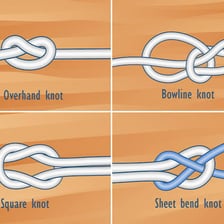 A person tying the loose ends of a rope