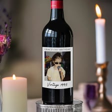 A wine bottle with a year printed on its label