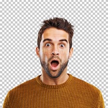 A person making a worried, surprised reaction