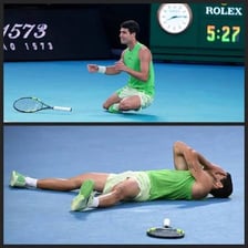 Players competing in a semifinal match