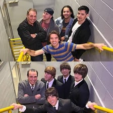 The four members of the Beatles posing together.
