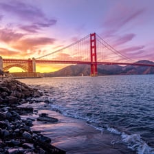 The San Francisco skyline with the Golden Gate Bridge