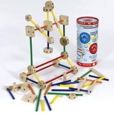 A classic Tinkertoys construction set with rods and connectors