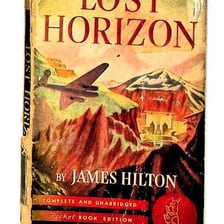 A book cover for James Hilton’s novel Lost Horizon
