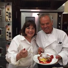 Wolfgang Puck and Ina Garten, both recognizable professional chefs.