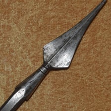 A historical pike with a long shaft and pointed metal head