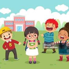 One child intimidating another in a school setting.