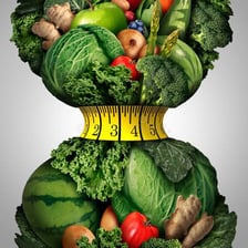 Illustration of a person following a healthy diet and losing weight