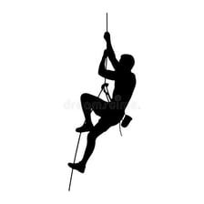 Person climbing a vertical pole by holding it with their arms and legs