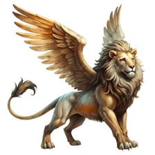 Illustration of a griffin with a lion's body and eagle-like wings
