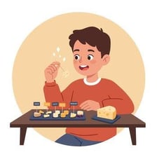 A person sampling food to experience its flavor.