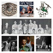 A historical Boston Celtics championship team photograph from their dominant period.