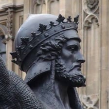 A medieval portrait or statue representing Richard I, known as Richard the Lionheart.