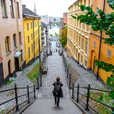 A street scene in Stockholm, Sweden.