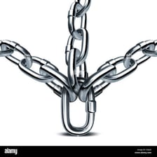 Metal chains striking together to make a harsh rattling sound