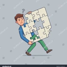 A person looking confused while trying to solve a difficult puzzle.
