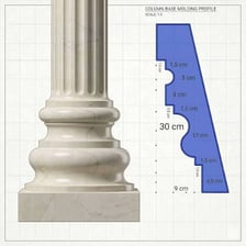 The base at the bottom of a classical column.