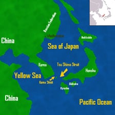 A map showing countries in East Asia.