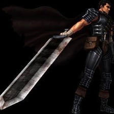 A person holding and handling a sword in one hand.