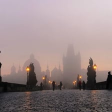 Prague skyline with the Charles Bridge in Czechia