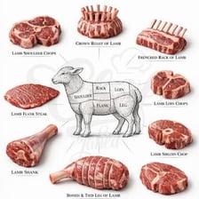 Lamb shanks displayed as cuts of meat.