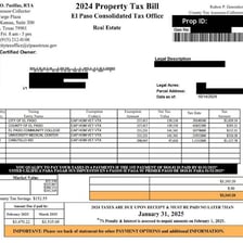A property tax bill associated with a residential house.