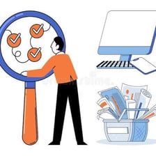 A person checking documents to verify that information is correct.