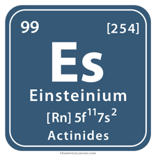 A periodic-table entry identifying einsteinium as element Es.