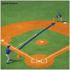 A baseball rolling across the infield after being hit