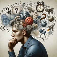 A person sits with their head in their hands while considering a decision.