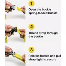 A hand pulling a strap tight around an object.