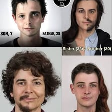 Family members with visibly similar facial features