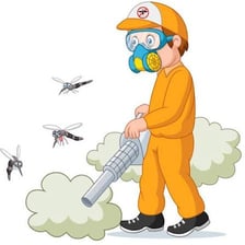 An illustration showing pesticide being sprayed to remove insect pests