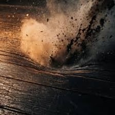 A heavy object landing on a cushion and making a muffled impact.