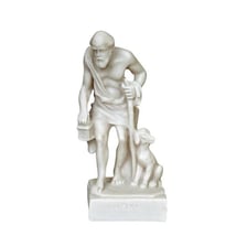 A classical depiction or statue representing Diogenes of Sinope.