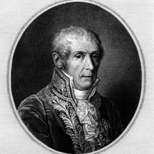 A portrait of Alessandro Volta, the Italian inventor associated with the first electric battery.