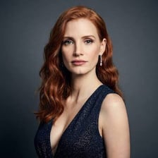 Portrait of actress Jessica Chastain with red hair