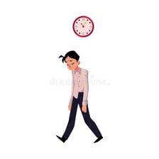 A person walking slowly while dragging their feet.